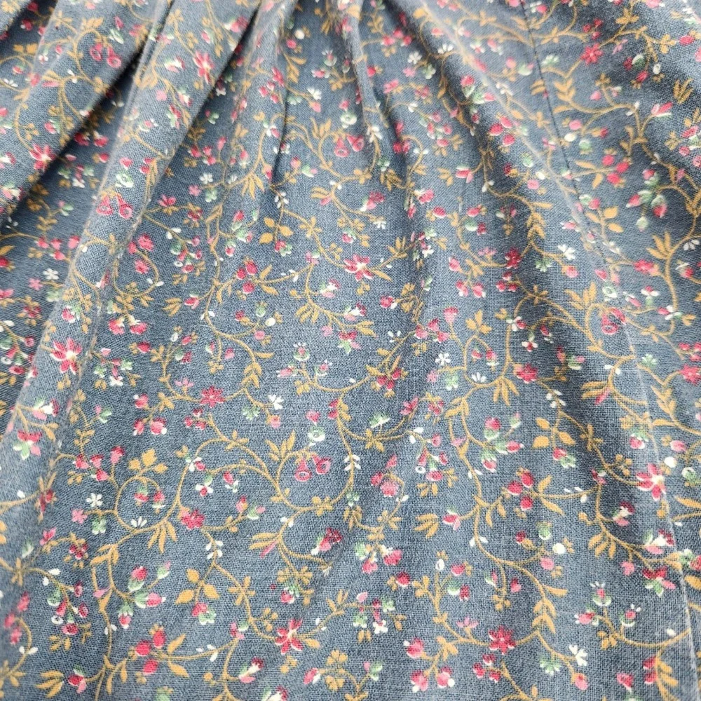 Vintage Handmade Kids Blue Cotton Floral Apron Pinafore Dress Small